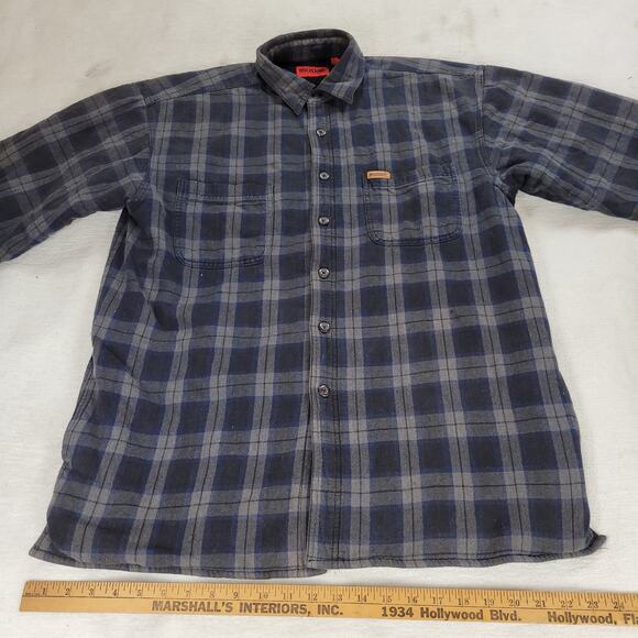 Wolverine Shirt Jacket Mens Sz L Black Flannel Fleece Lined Shacket Gorpcore Y2k - Picture 9 of 16